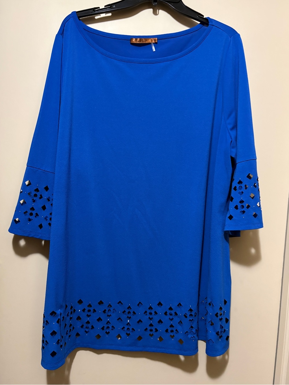 Belldini Royal Blue Laser-Cut Hem & Sleeve Tunic